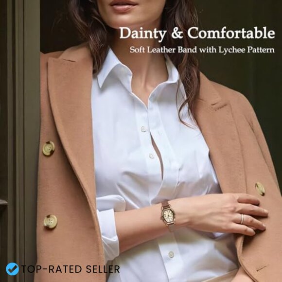 Vintage Leather Band Quartz Analog Square Dial Women\'s Watch Elegant Chic main image 6